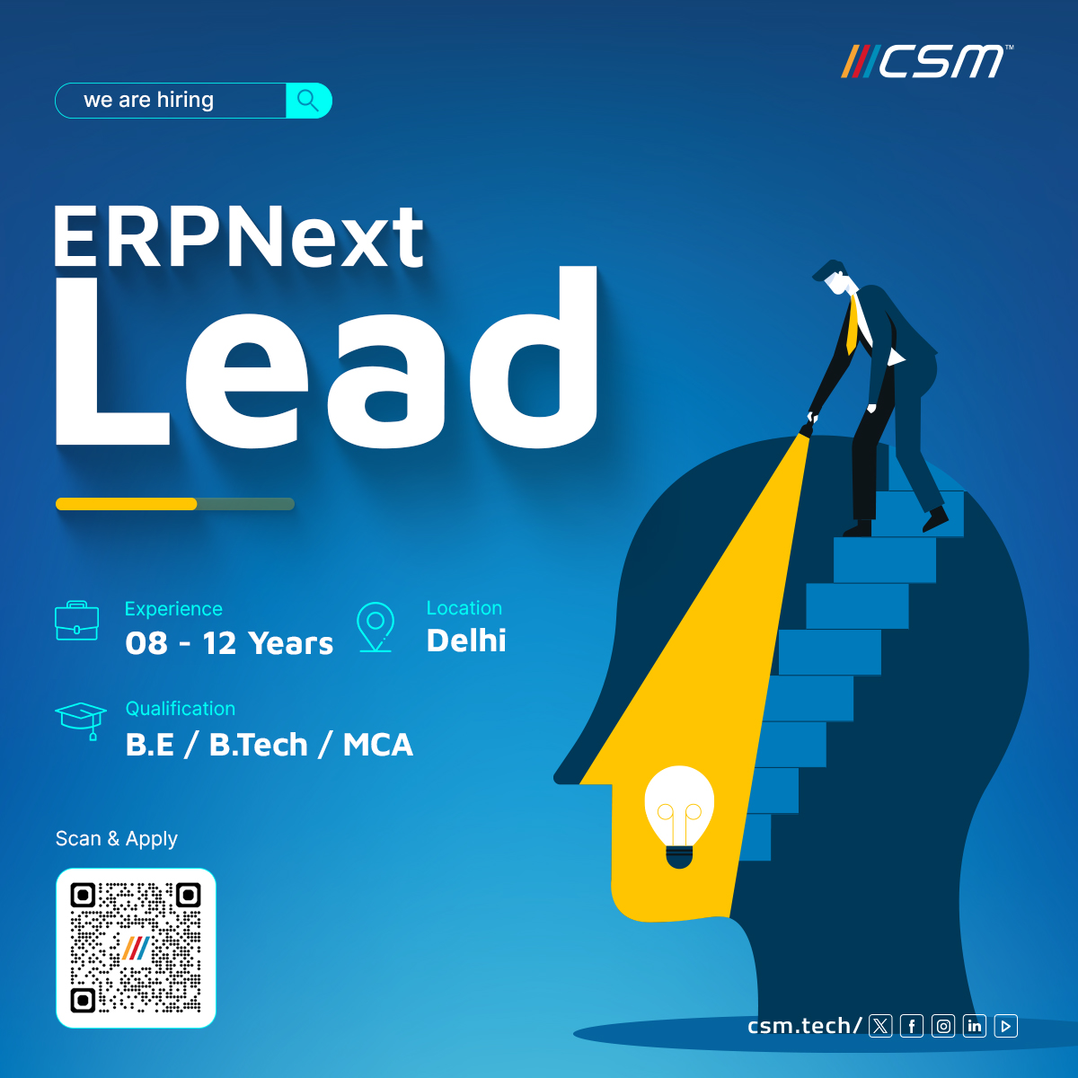 CSMTechnologies's tweet image. We’re hiring an ERPNext Lead with strong expertise in ERP implementation, customization, and integrations.

Location: Delhi
Experience: 8–12 Years

Apply now 👉 csm.tech/job-details/er… 

#HiringAlert #ERPNextLead #ERPJobs #TechCareers #PythonDevelopers #CSM