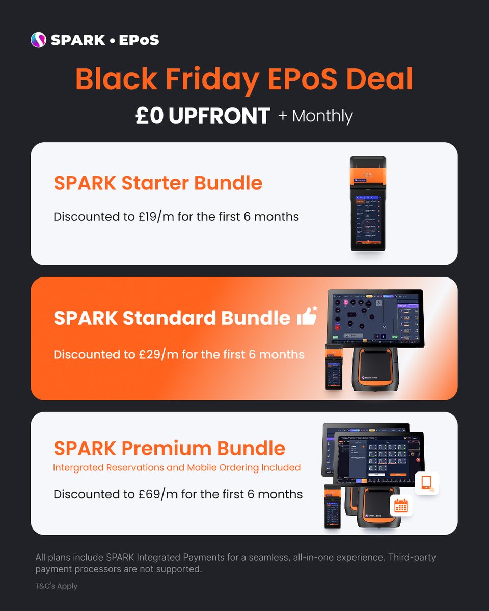 SparkEPOS's tweet image. This is the best Black Friday EPoS deal we’ve ever offered!

Want to try the EPoS for yourself and grab the deal straight away? Visit us at the NE Expo this Thursday.

Get your free ticket and book a time to speak with our team: hubs.li/Q03Szkll0

#NEexpo #BlackFridayDeal