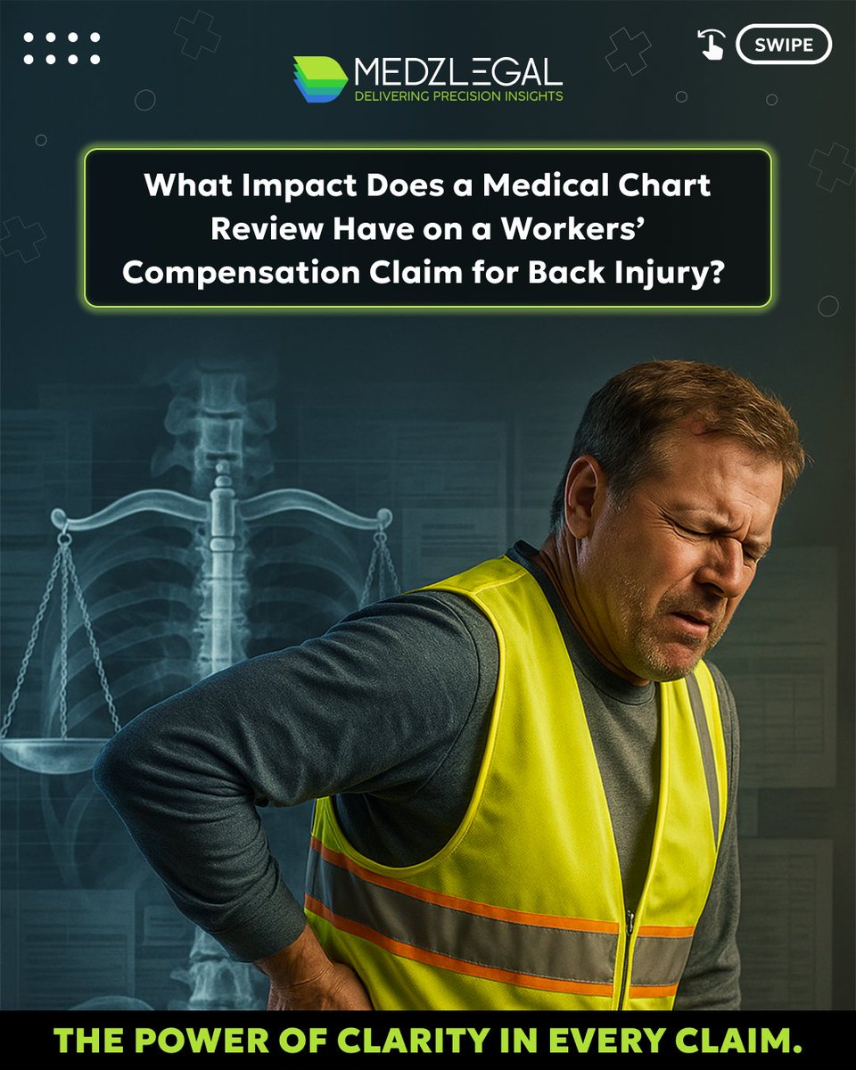 LegalMedz's tweet image. A workers’ comp back injury claim is only as strong as the medical evidence behind it.

A focused chart review helps confirm causation, uncover prior injuries, spot red flags, and strengthen case value.

Medzlegal delivers clear, litigation-ready insights.

#WorkersComp #Medical