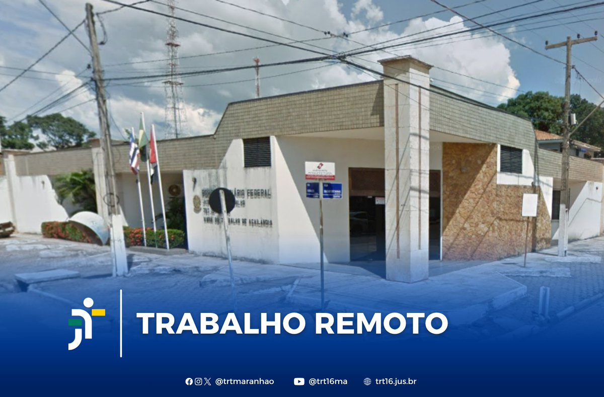 VT de Açailândia funcionará em trabalho remoto temporário de 11 a 14 de novembro: trt16.jus.br/noticias/vt-de…

#TrabalhoRemoto #JustiçaDoTrabalho #SouTRT16 #TRTMA