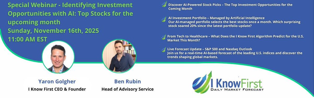 [LIVE WEBINAR] Stock Picking Using AI: Top 10 Stocks to Buy This Week + Top 20 Stock Picks For November 2025 Based on AI ★ Trading Strategies with AI Algorithm ★ Sunday Nov 16th at 11AM EST &gt;&gt;&gt; messages.responder.co.il/9631021/ 

#stocks #stockmarket #stocktrading