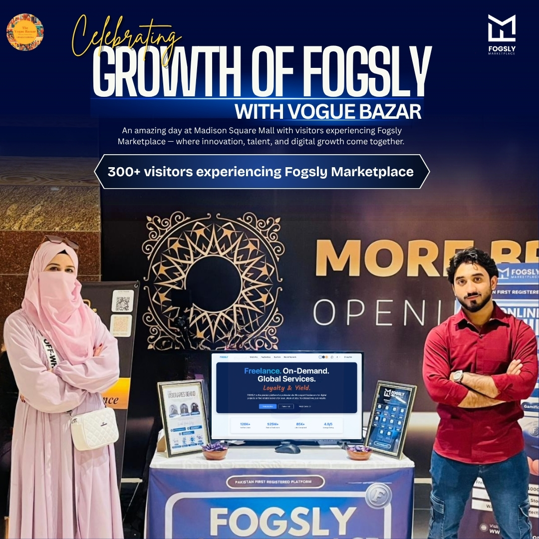 fogsly0's tweet image. Fogsly Marketplace proudly showcased its vision at Vogue Bazar — inspiring 300+ visitors with innovation, creativity, and digital growth! 🚀✨

👉 fogsly.com
#FogslyMarketplace #VogueBazar #MadisonSquareMall #DigitalPakistan #Innovation #Entrepreneurs #Freelance