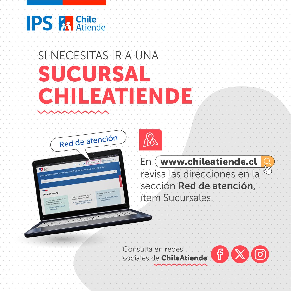¡Buenos días!
📍Organiza tu martes si tienes que hacer trámites presenciales en ChileAtiende ¿cómo?👇
 🏢Busca en línea entre las más de 200 sucursales la más cercana a ti en chileatiende.cl ¡y ahorra tiempo!
🔎Revisa ahora por región y comuna acá👉tinyurl.com/mpf5f68z
