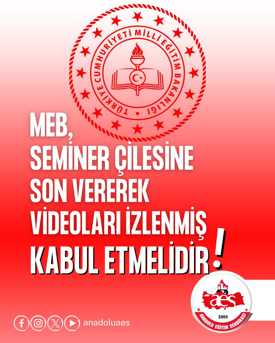 anadoluaes's tweet photo. MEB,SEMİNER ÇİLESİNE SON VEREREK VİDEOLARI İZLENMİŞ KABUL ETMELİDİR.

Kasım ara tatilinde öğretmenlerimizin izlemesi gereken videolar seminer videosu değil adeta öğretmene çile videosu haline gelmiştir.

Eğitimin uzaktan yapılması öğretmenlerin dinlenme ihtiyacı için de bir fırsat olacakken uzun videolar,video sonlarında izlenip izlenmediğini ölçmek için anlamsız sorular, girilemeyen içerikler öğretmenlerimizi meşgul etmekten öteye gitmemektedir.Okul zamanı gereksiz evrak yüküyle uğraşan,proje baskısı yaşayan, yeni müfredatın yükünü çeken öğretmenlerimizin ara tatilde muhatap olduğu uygulama MEB'in işbilmezliğinin işaretidir. 

Alt yapı oluşturulmadan milyonlarca öğretmenin sistemi kilitleyeceğini hesap edemeyen MEB, bu seminer döneminde de hezeyan içindedir.

Buradan  Sayın Yusuf Tekin'e sesleniyoruz.Bu seminer çilesine son verin.Öğretmenlerin dinlenme hakkını videolar vasıtasıyla engellemeyin.Öğretmeni bilgisayar,tablet,telefon başına mahkum etmeyin.

Madem alt yapınız bu durumu kaldıramıyor o halde seminer videolarını izlenmiş kabul ederek öğretmenlerimizin kaldığı zor duruma son verin.