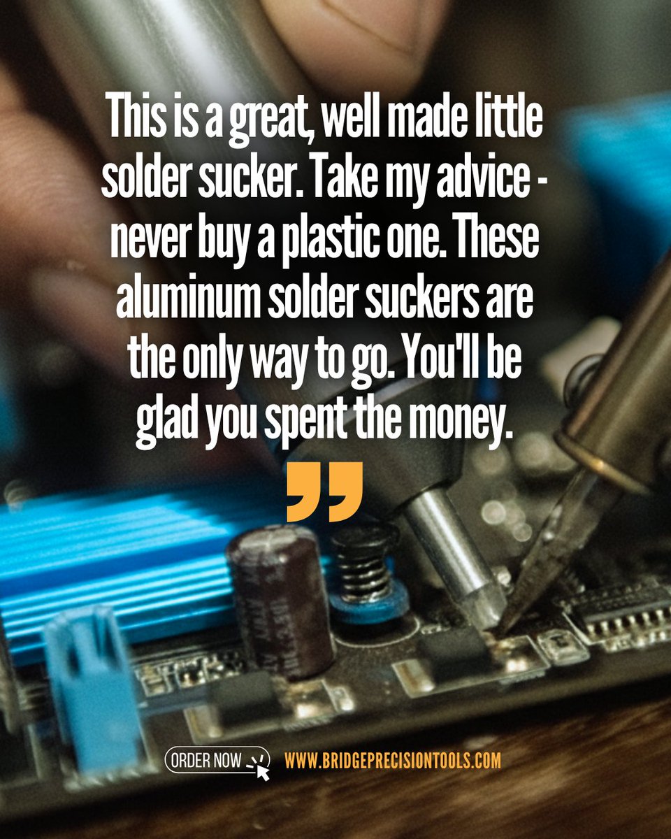 BridgePrecision's tweet image. Durable. Reliable. Loved by pros. The SS-03 Solder Sucker makes every soldering job effortless.

Order yours now: bridgeprecisiontools.com/product/ss-03-…

#tools #electronics #electronicsrepair #GadgetRepair #computerrepair #AuthorizedReseller #japanmade #toolsforlife #diyprojects #crafting