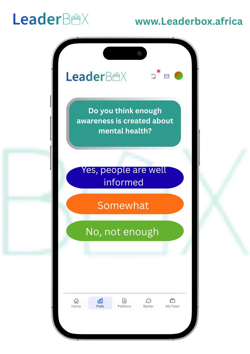 leaderboxafrica's tweet photo. Do you think enough awareness is created about mental health?
#leaderbox #leaderboxafrica #mentalhealth #wellbeing #publicawareness https://t.co/wti7yIqDIX