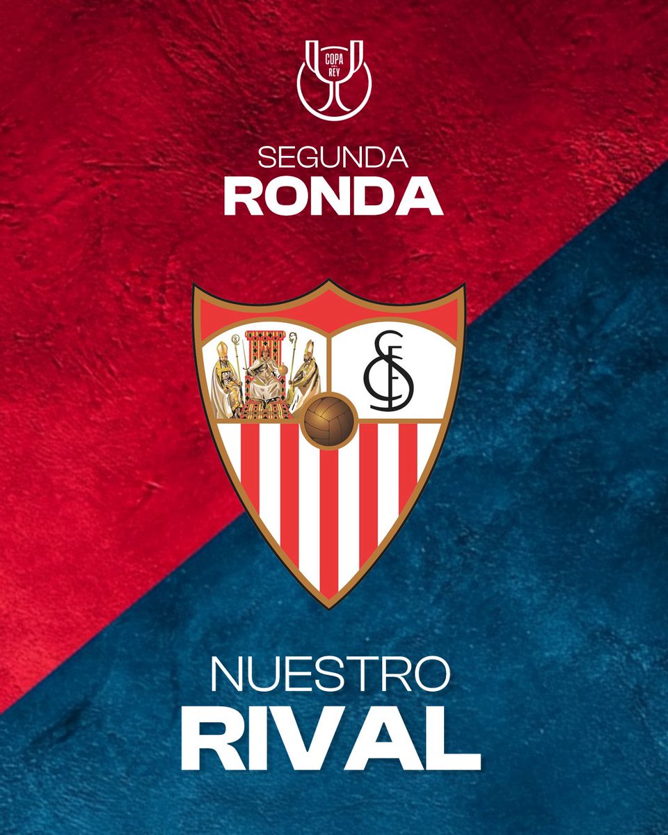 🏆 𝐒𝐄𝐆𝐔𝐍𝐃𝐀 𝐄𝐋𝐈𝐌𝐈𝐍𝐀𝐓𝐎𝐑𝐈𝐀 #CopaDelReyMapfre 

👏 ¡Tenemos rival! 

🆚 Nos enfrentaremos al <a href="/SevillaFC/">Sevilla Fútbol Club</a> en la segunda eliminatoria de Copa del Rey. 

🏟️❤️ ¡Se viene partidazo y noche mágica en el Francisco de la Hera!

#ExtremaduraSevilla