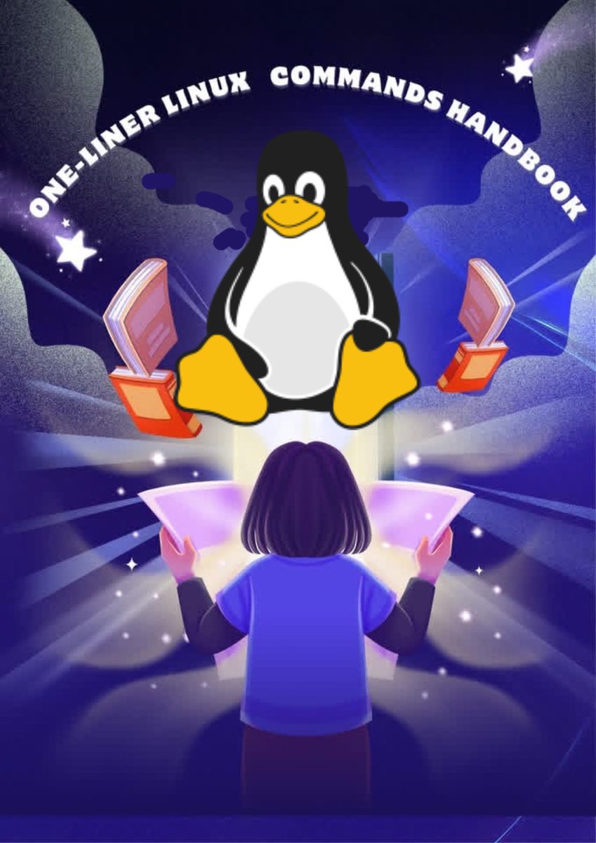 _0b1d1's tweet image. 📘 The One-Liner Linux Commands Handbook  your go-to reference for mastering the Linux command line. 

(Comment “PDF” for the full guide)