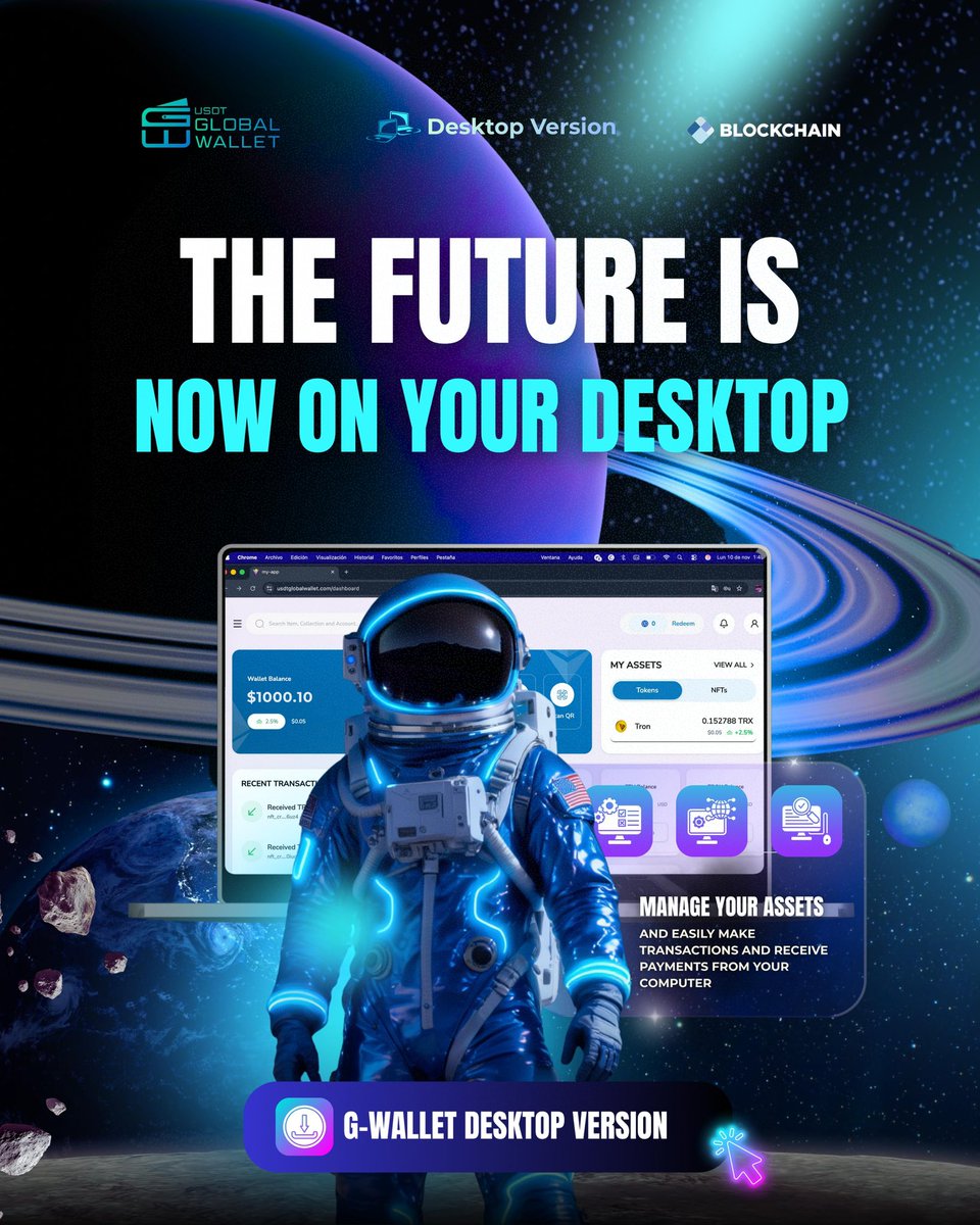 The future is now on your desktop!  
 
With the G-Wallet Desktop Version, you can now manage your assets and make transactions directly from your computer. 
 
Financial freedom keeps evolving. 
 
Try it here: usdtglobalwallet.com

🔗 Learn more: gwalletnodes.com 
📱