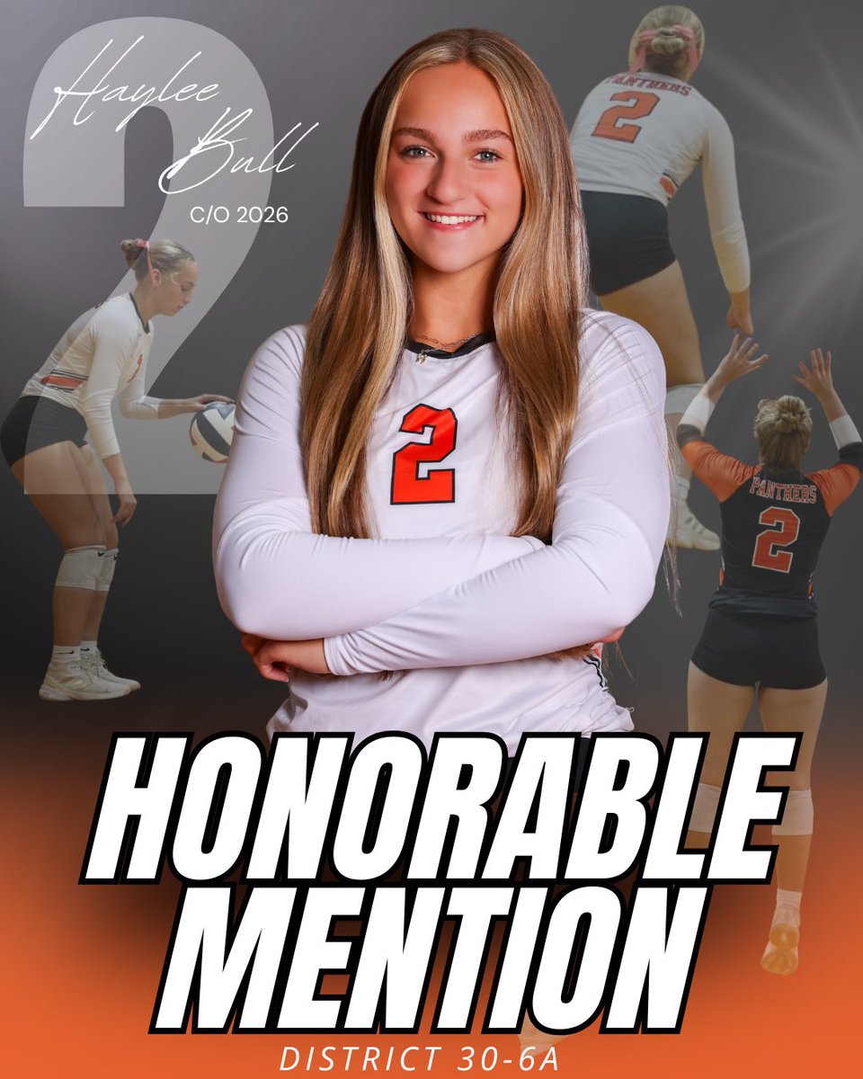 2025 All District Awards 

Honorable Mention
Haylee Bull • SR • 2

District Stats 
🏐18 aces
🏐68 digs

Congratulations, Haylee!!🧡🐾🥳🏐