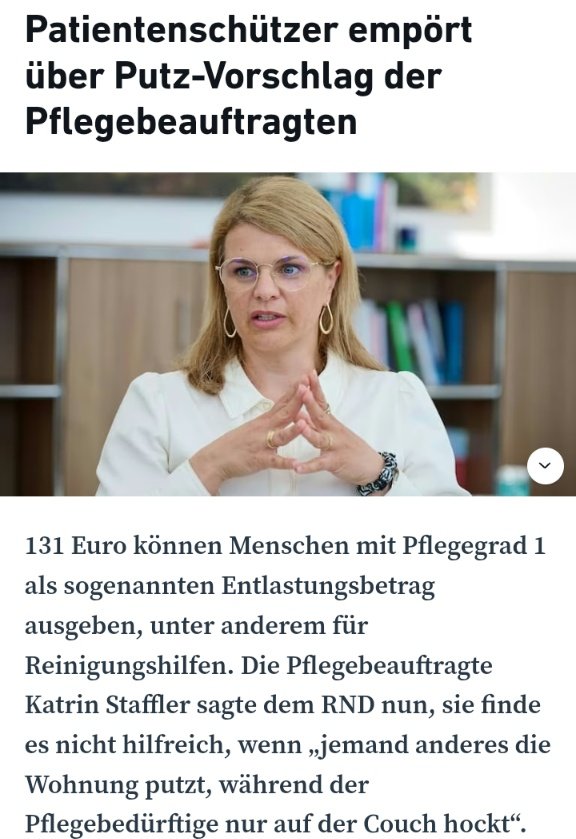Ich weiß nicht, welchen Bezug diese Person jemals zur Pflege hatte, aber ihr Gehirn sollte vielleicht Arbeitslosengeld beantragen......