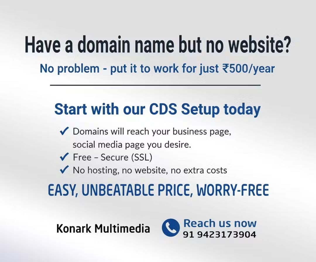 KonarkMultimedi's tweet photo. CDS Setup !
Put your domain to work for you... before you actually build a website someday... limited time price opportunity !!

Example: https://t.co/VmRG40fAfE | https://t.co/Gra8NQHdf8 | https://t.co/m4qnCNH2eG

📞 Reach us now
https://t.co/vX32al3uDI
https://t.co/cAYVEJd2DN https://t.co/SLSLPtBBLr