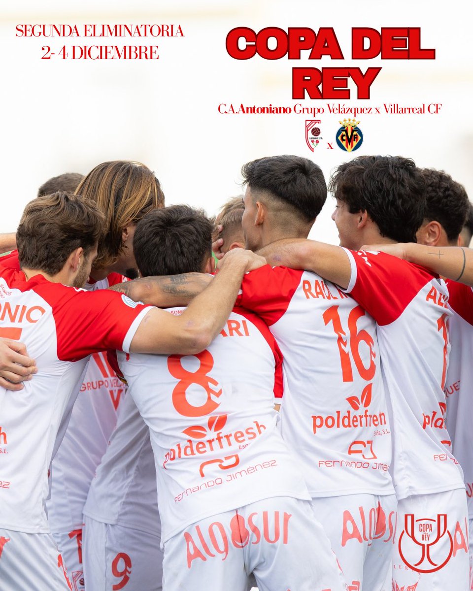 Ya tenemos rival.
En la segunda eliminatoria de la Copa de S.M. el Rey, nos enfrentaremos al @villarrealcf 

🔴⚪️ Un nuevo sueño, una nueva historia por escribir.
Lebrija volverá a sentir la magia de la Copa.