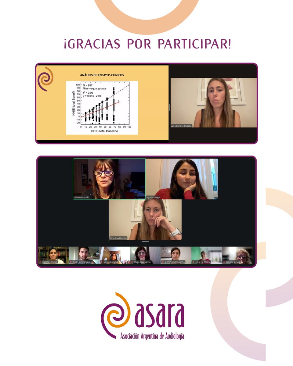👉 Compartimos imágenes del ateneo de noviembre, sobre el tema: Consideraciones sobre el uso del cuestionario “Hearing Handicap Inventory for the Elderly” y su aplicación como medida de resultados con audífonos.

✅ Fue un enriquecedor encuentro de actualización colaborativa.