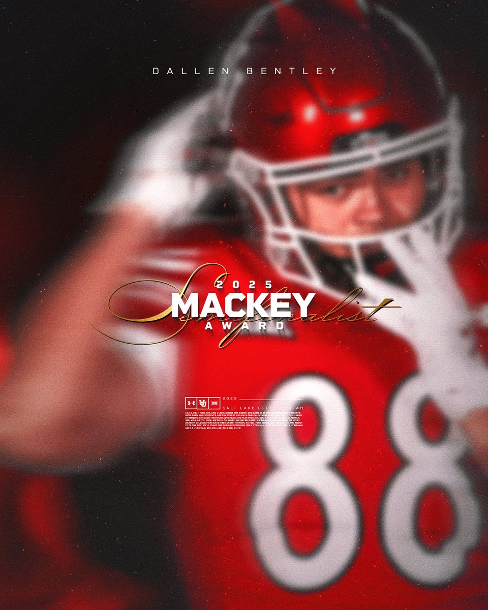 𝟮𝟬𝟮𝟱 𝗠𝗮𝗰𝗸𝗲𝘆 𝗔𝘄𝗮𝗿𝗱 𝑺𝒆𝒎𝒊𝒇𝒊𝒏𝒂𝒍𝒊𝒔𝒕

Bentley is 1 of 8 semifinalists for the John Mackey Award. This award is presented annually to the best Tight End in college football. 

#GoUtes | <a href="/dallenbentley/">Dallen Bentley</a>