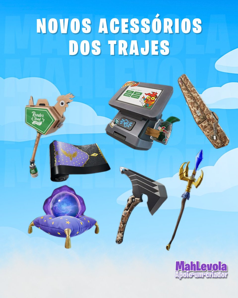 euMahlevola's tweet photo. NOVOS Trajes + Pacotão Revoada adicionado na v38.10 do Fortnite!

· Don Quebra-Ovos
· Murucututu, o Sábio
· Ken Kestrel

💜 Considere usar o código MAHLEVOLA #ad

#Fortnite #fortnitecommunity #fortniteloja #fortnitebrasil #fortnitebr https://t.co/2ge2OoQ0SD
