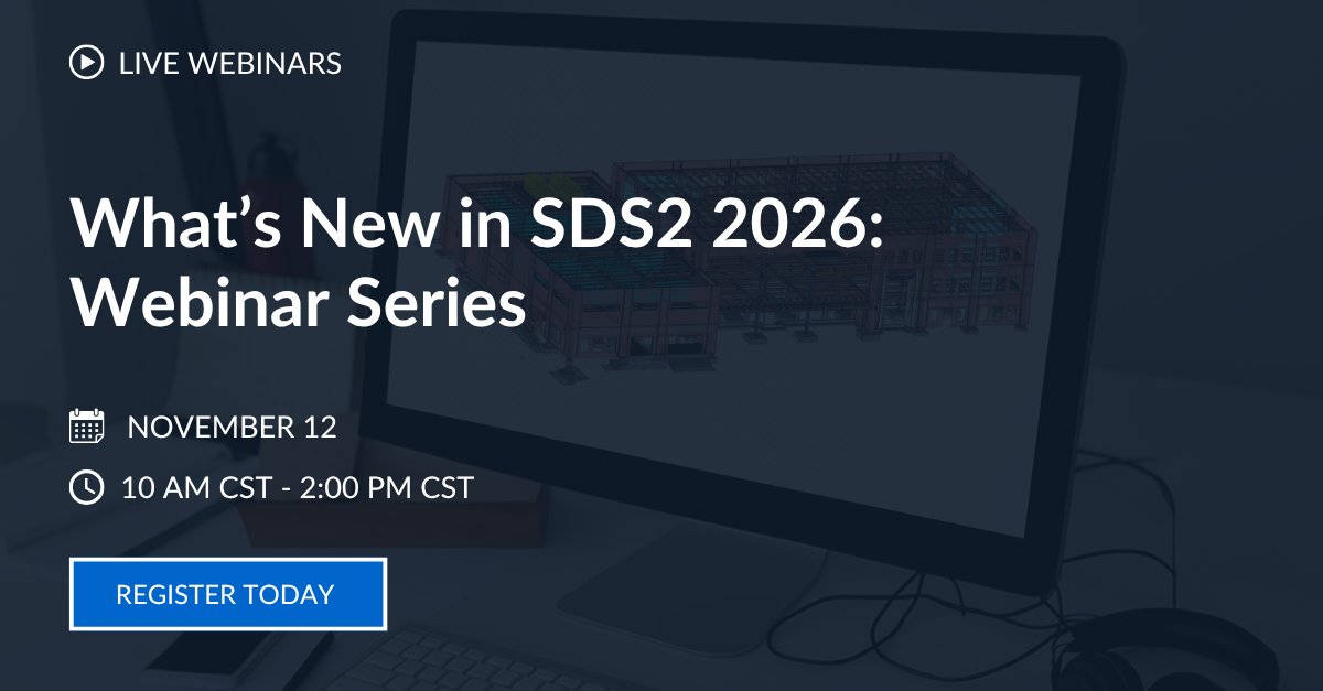 SDS2_Software's tweet image. Last chance to register!📣 Join our webinar series tomorrow to get an inside look at the latest innovations in SDS2 2026 — from smarter automation to expanded material support and enhanced modeling tools. hubs.la/Q03Svqg_0

#sds22026 #sds2 #steeldetailing #webinar
