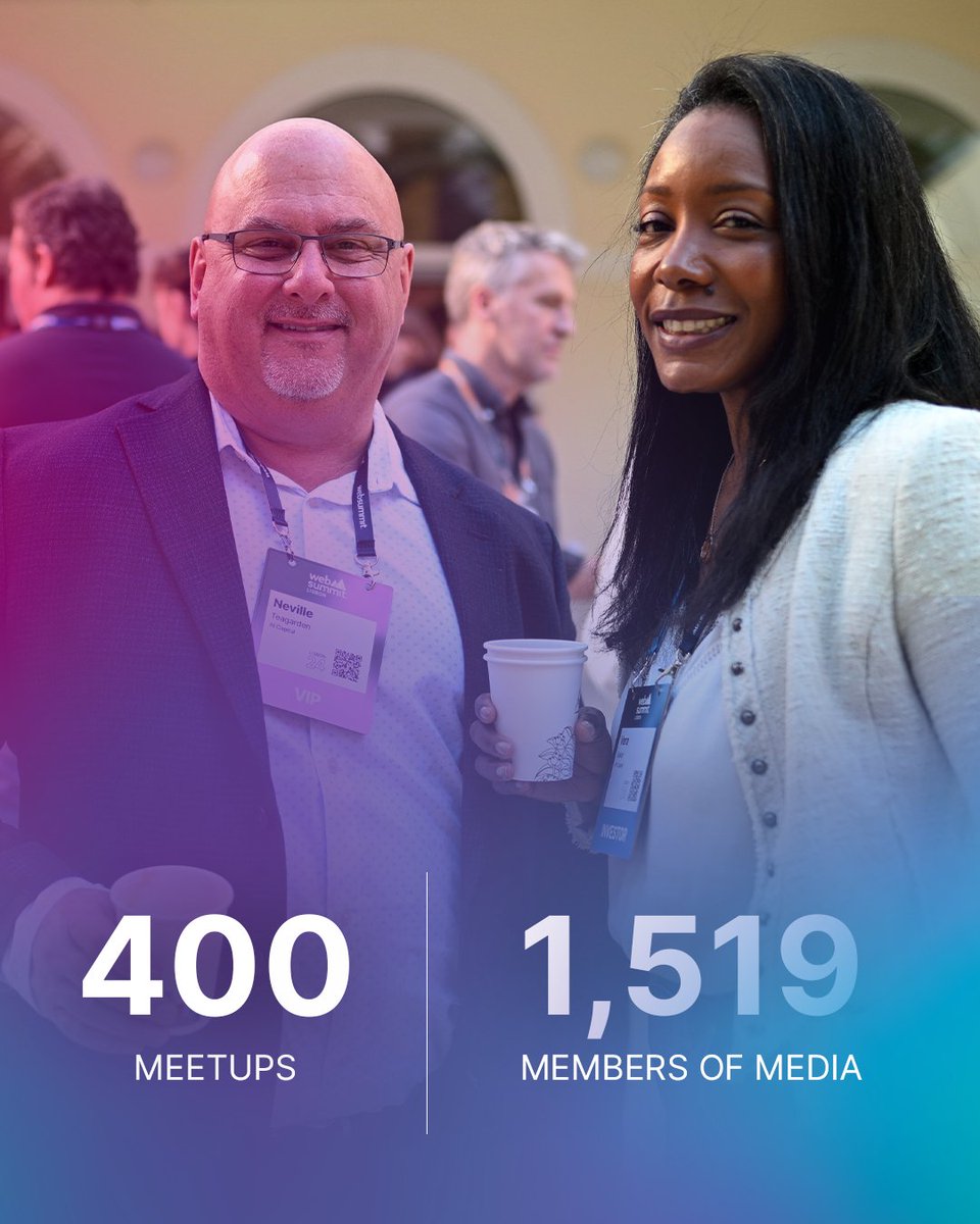 WebSummit's tweet image. The numbers are in for #WebSummit 🤩

Web Summit 2025 joins 71,386 attendees from 157 countries, 1,857 investors from 86 countries, and 2,725 startups, from 108 countries. Notably, 40% of startups are women-founded!
