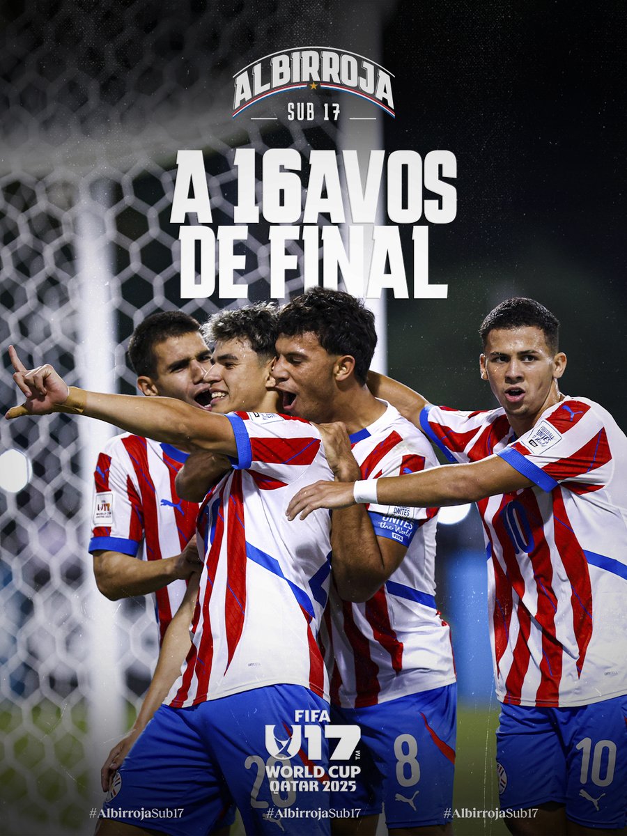 ¡Ahí vamos, clasificados! ✔️

La #AlbirrojaSub17 ⚪🔴 ya está en la siguiente fase de la Copa Mundial Sub-17 de la FIFA.

¡A paso firme, por más! 👉🏆

#VamosParaguay 👊