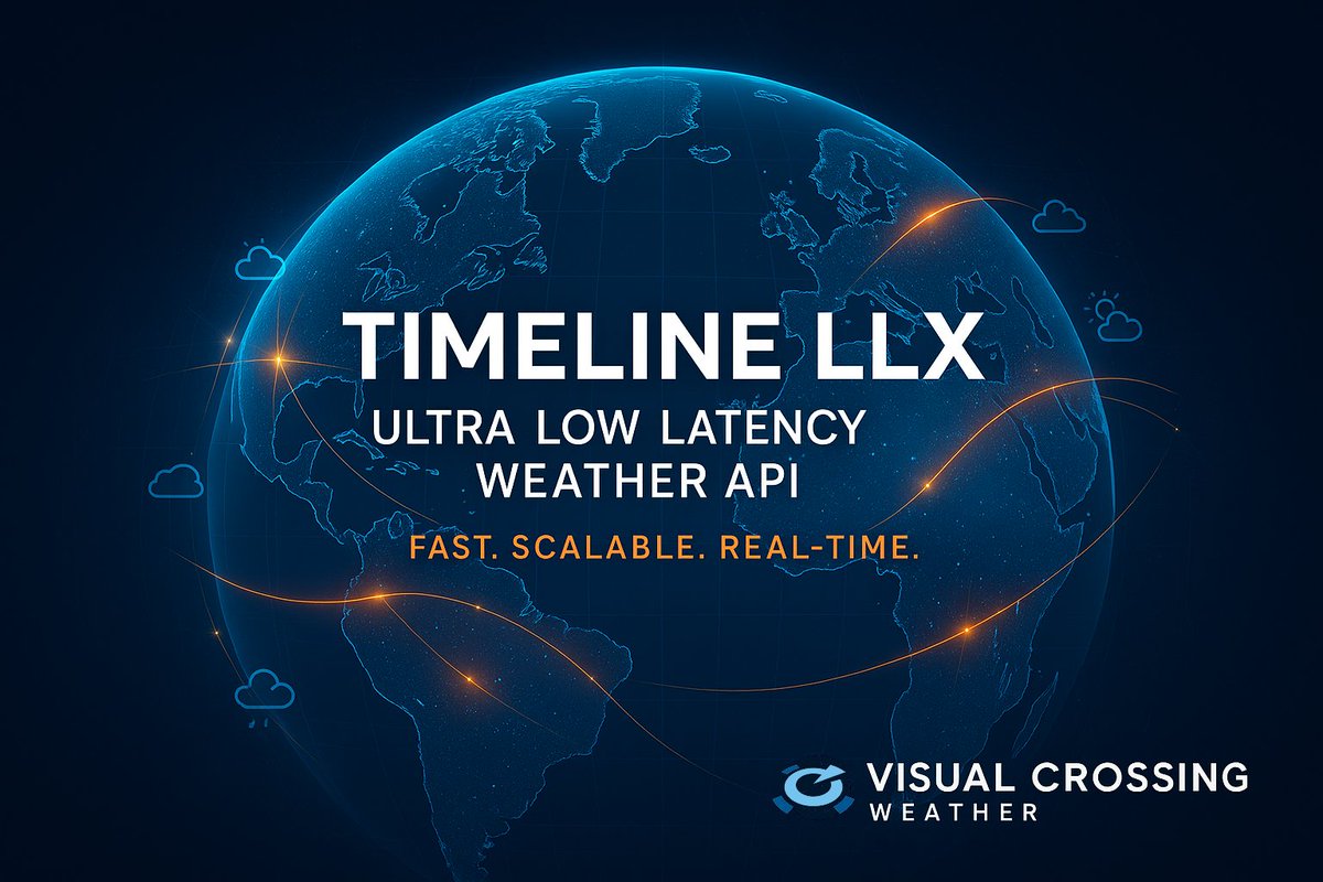 visualcrossing's tweet image. 🚀 Introducing Timeline LLX — Visual Crossing’s new ultra low-latency Weather API
⚡ Response times in milliseconds
☁️ Current conditions + hourly &amp;amp; daily forecasts
✅ Full commercial use
🧩 Now in open beta

visualcrossing.com/resources/news…
#WeatherAPI #Developers #IoT #DataScience