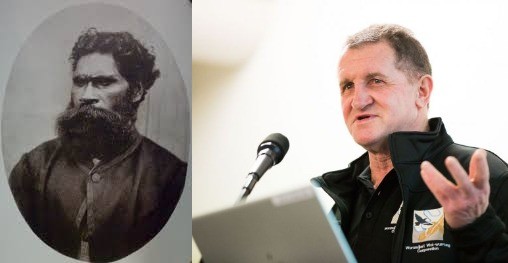 suzanne2222's tweet photo. King William Barak', 'the last chief of the Yarra Yarra tribe'. and Perry Wandin who claims to descend from him.  Wandin is one of the group who have claimed #NativeTitle over parks, reserves and waterways in the district of #Melbourne.    Perry looks more Irish than Aboriginal. 🤔