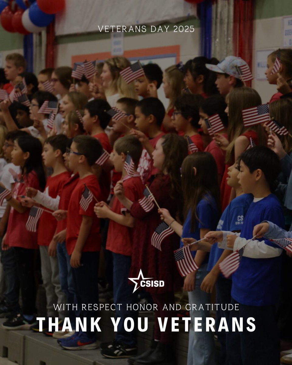 CSISD's tweet image. With respect, honor and gratitude — thank you, Veterans! 🇺🇸 #VeteransDay2025