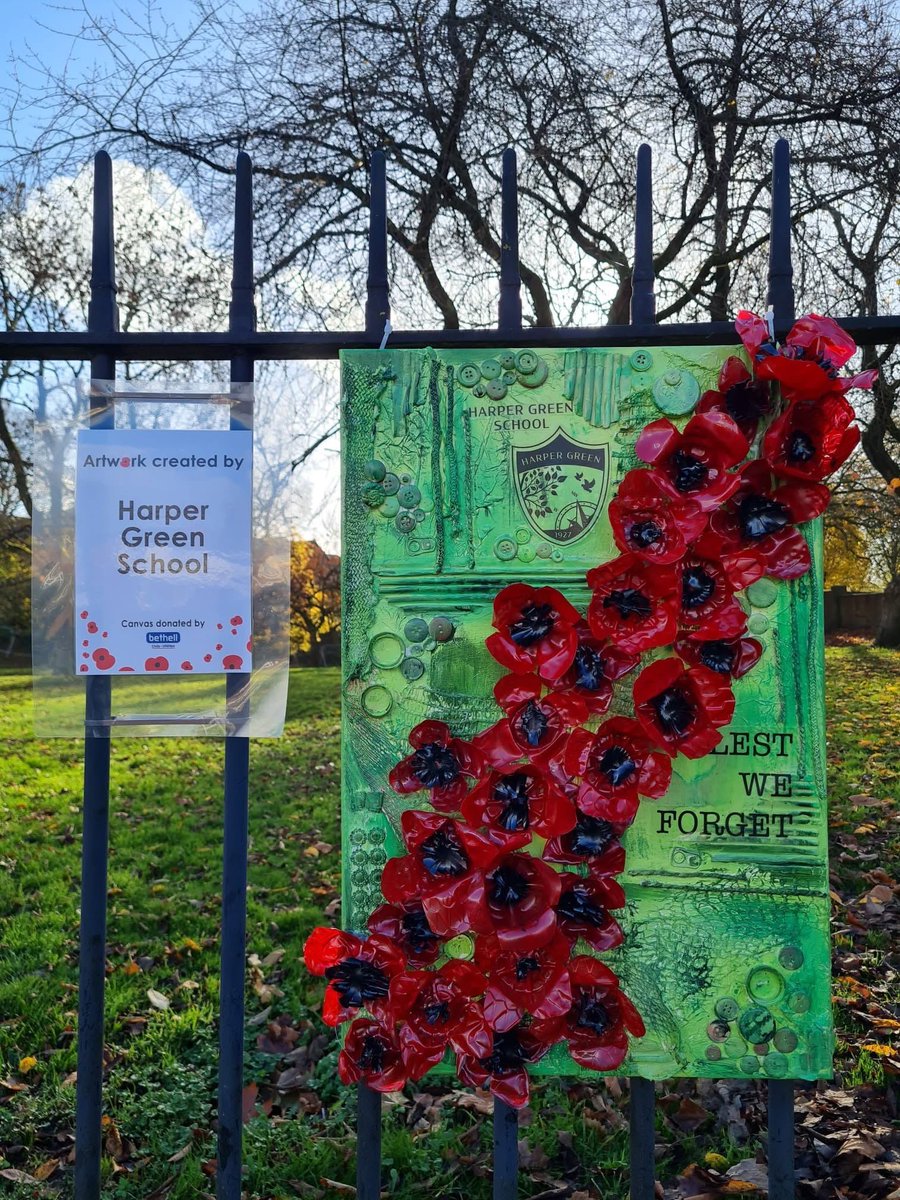 Very proud of our #remembranceartwork, created by our students and displayed on the march past at Farnworth Cenotaph on #remembrancesunday #proud