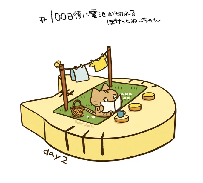 100日後に電池が切れるぽけっとねこちゃん(再) day2 今日も1日お疲れさまです