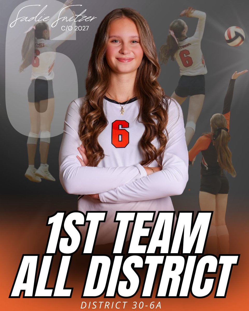 2025 All District Awards 

1st Team All District 
Sadie Switzer • JR • 6

District Stats 
🏐30 blocks 
🏐84 kills 

Congratulations, Sadie!!🧡🐾🥳🏐