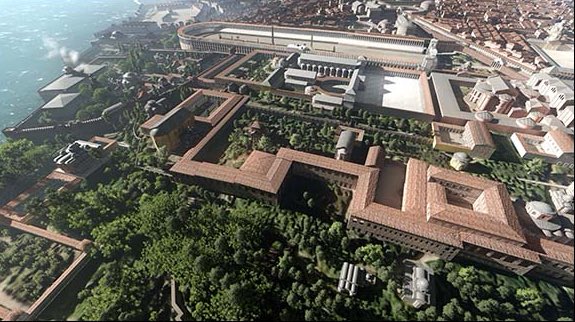 The two imperial palaces of 9th century Europe. 

Charlemagne’s palace in Aachen and the Great Palace in Constantinople