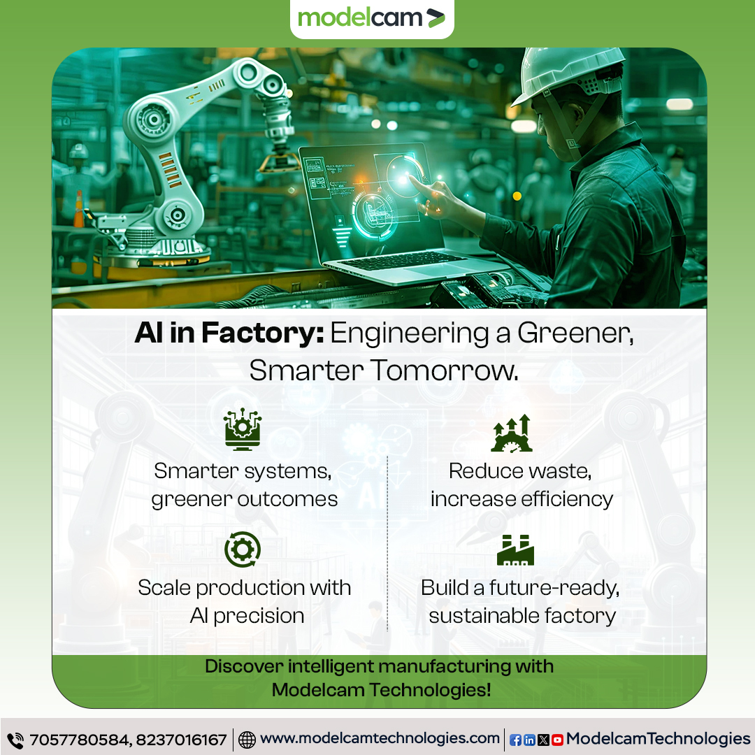 Modelcam's tweet image. AI is transforming factories into smarter, greener, and scalable ecosystems. 🌿🤖
Reduce waste, boost productivity &amp;amp; achieve sustainability with AI-driven manufacturing.
👉 tinyurl.com/2rjpwt4d
#AIFactory #SmartManufacturing #ModelcamTechnologies