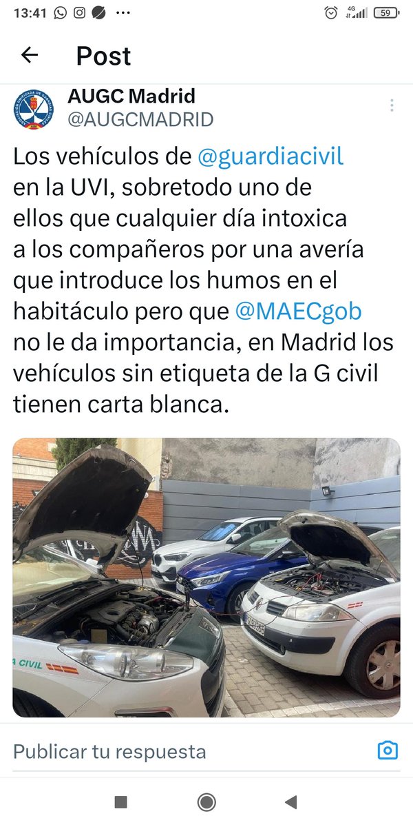 AUGCMADRID's tweet photo. Desde @AUGCMADRID nos alegramos de que se hayan tomado medidas con respecto al vehículo de #UPROSE que desprendía gases y podía ser un peligro para los compañeros, gracias a la queja a RRLL parece que ha dado sus frutos, gracias por nada @MercedesDS21 ya nos defendemos nosotros. https://t.co/9AchdZqHQ4