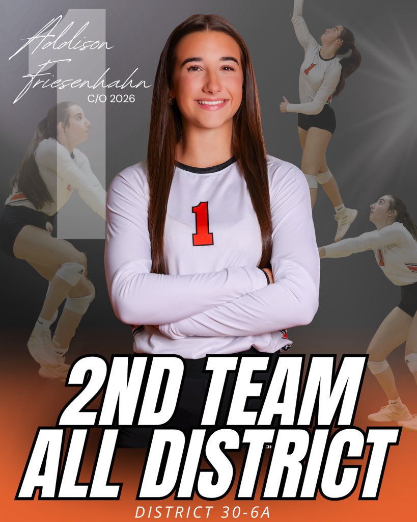 2025 All District Awards 

2nd Team All District 
Addison Friesenhahn • SR • 1

District Stats 
🏐10 aces
🏐194 digs 

Congratulations, Addie!!🧡🐾🥳🏐