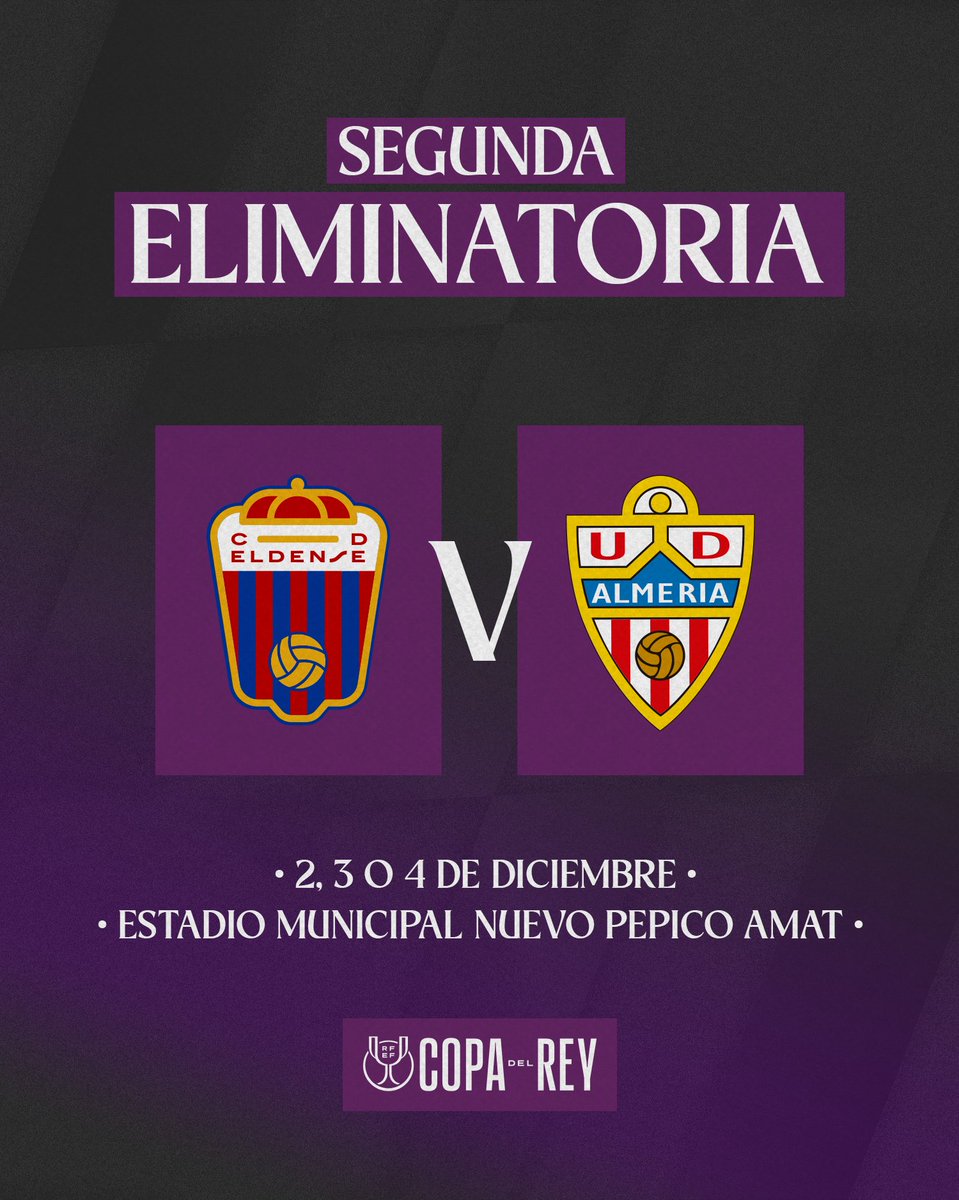 ¡Nos enfrentaremos al <a href="/CD_Eldense/">CD Eldense</a> en la 2ª eliminatoria de #CopaDelReyMAPFRE!

🗓️ 2, 3 o 4 de diciembre

#LaCopaMola 🏆