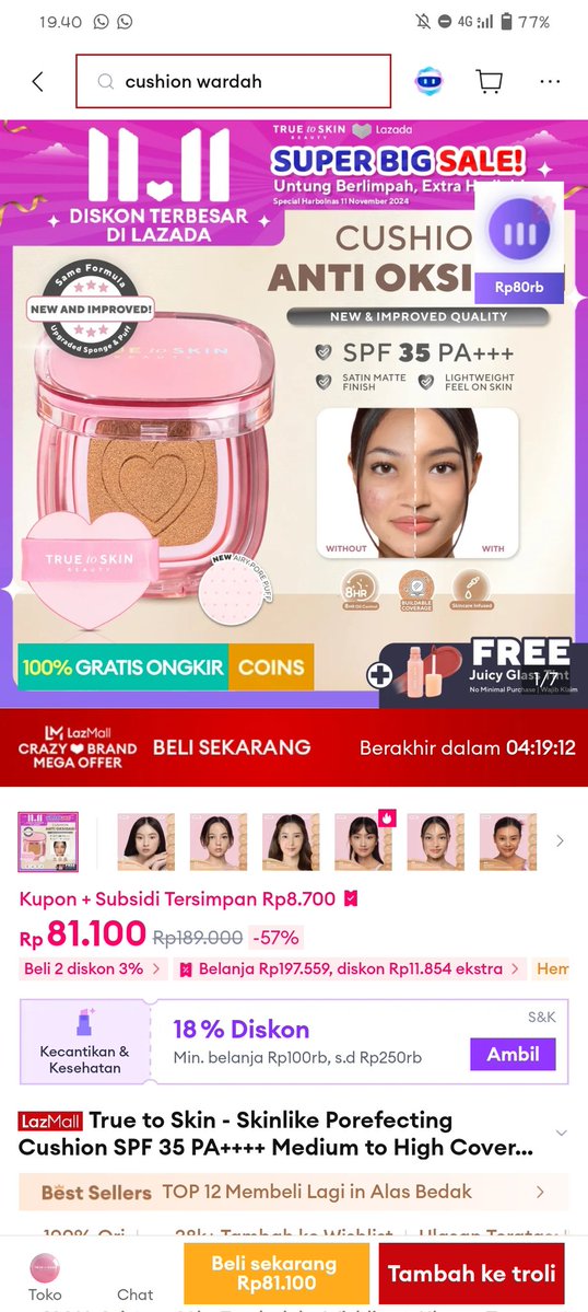 KinaSaima's tweet image. bilangnya mau hemat, tapi liat Voucher LazBeauty pas Lazada 11.11 langsung lupa segalanya minimal belanja 60 ribu diskon 18 persen siapa yang tahan coba 😌
lazada.co.id/products/i7879…