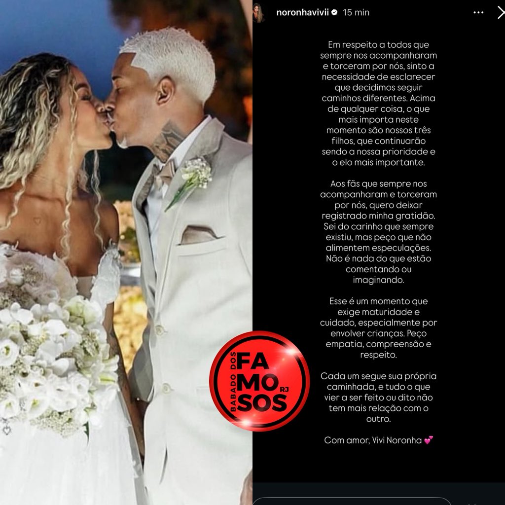 babadofamososrj's tweet photo. Vivianne Noronha anuncia o fim do seu casamento com MC Poze. https://t.co/zw3vP0w1rQ