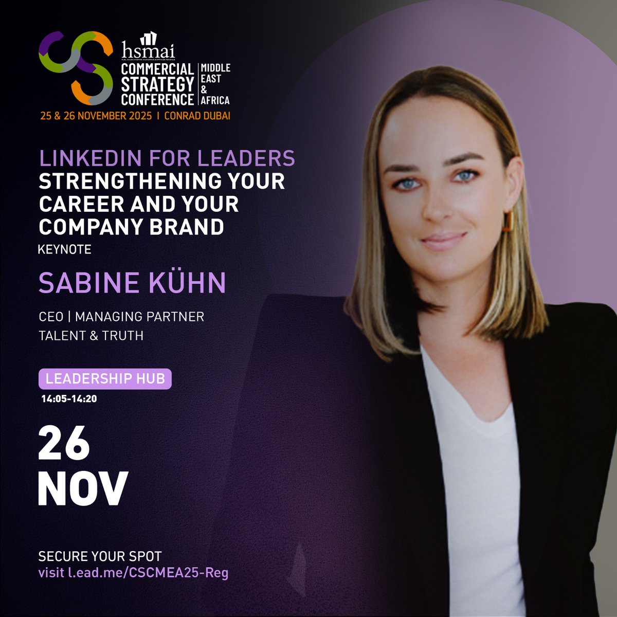Are you hiding from LinkedIn? 😶‍🌫️
You’re not alone — but it’s time to change that!

Join Sabine Kühn at Talent &amp; Truth, on how to use LinkedIn the right way – to grow your influence, and strengthen your company’s brand.

🔗 l.ead.me/Agenda-CSC25
#PersonalBranding #CSCMEA2025