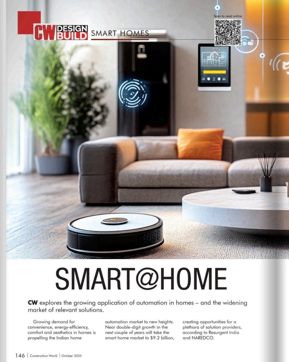 The_KariGhars's tweet photo. We’re thrilled to be featured in Construction World Magazine with our founder Aashita Chaddha in the article Smart@Home, exploring the rise of automation in luxury living.

Read more → https://t.co/Q0ZkR2d1YU

#SmartHomes #LuxuryLiving #AutomationDesign #BangaloreInteriors https://t.co/OWnlgBG6IH
