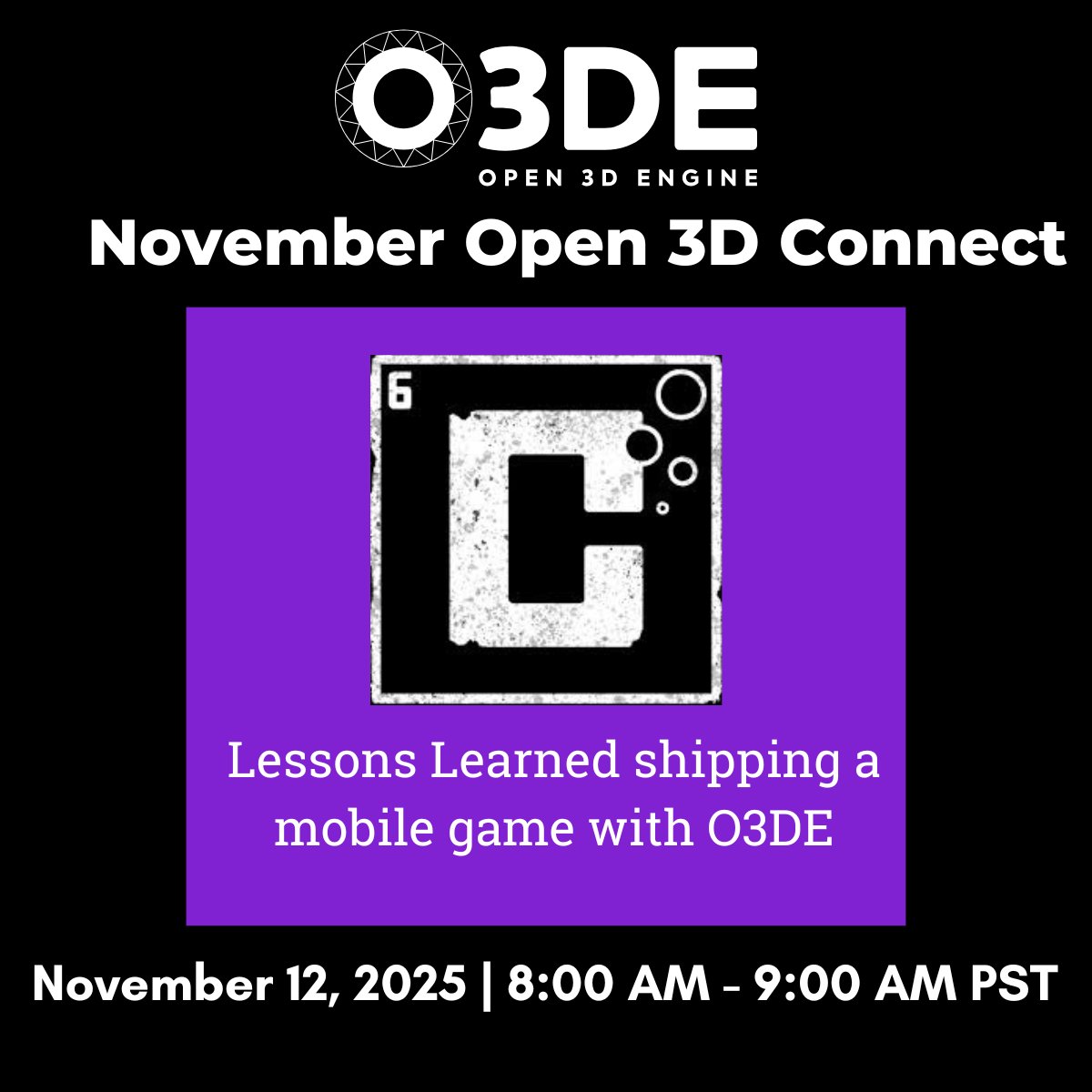 o3dengine's tweet image. Join us TOMORROW, 11/12 from 8am - 9am PT for a presentation from @CarbGames on game development with the latest O3DE 25.10 release. 

Register 👉 hubs.la/Q03Sw43b0

#Open3DFoundation #O3DE #OpenSource #Robotics #GameDev #gamedevelopment