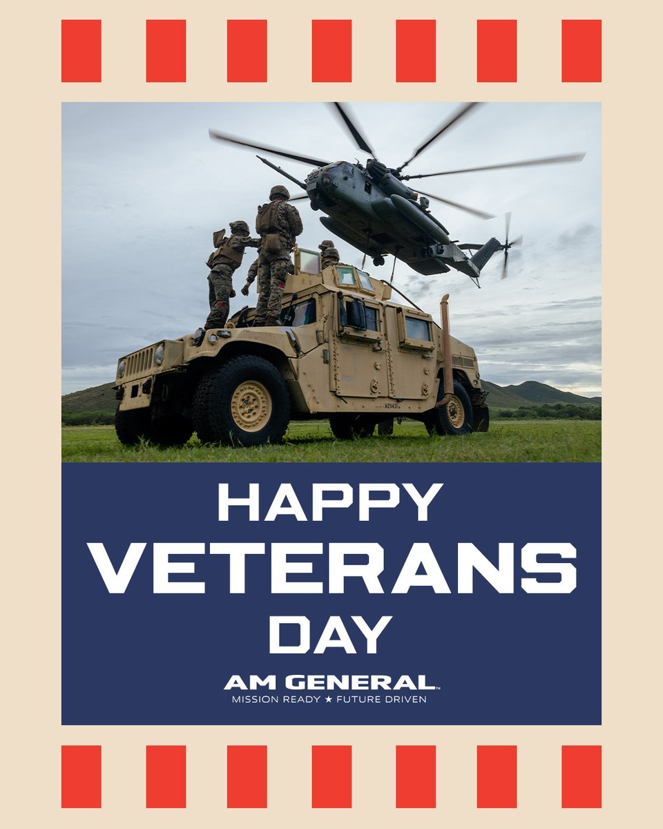 This Veterans Day, we honor those who have served and those who continue to serve--the men and women who defend freedom and inspire everything we build. Thank you for your service. 🇺🇸 | 📷 by Lance Cpl. Kyle Baskin#AMGeneral #VeteransDay #Veterans