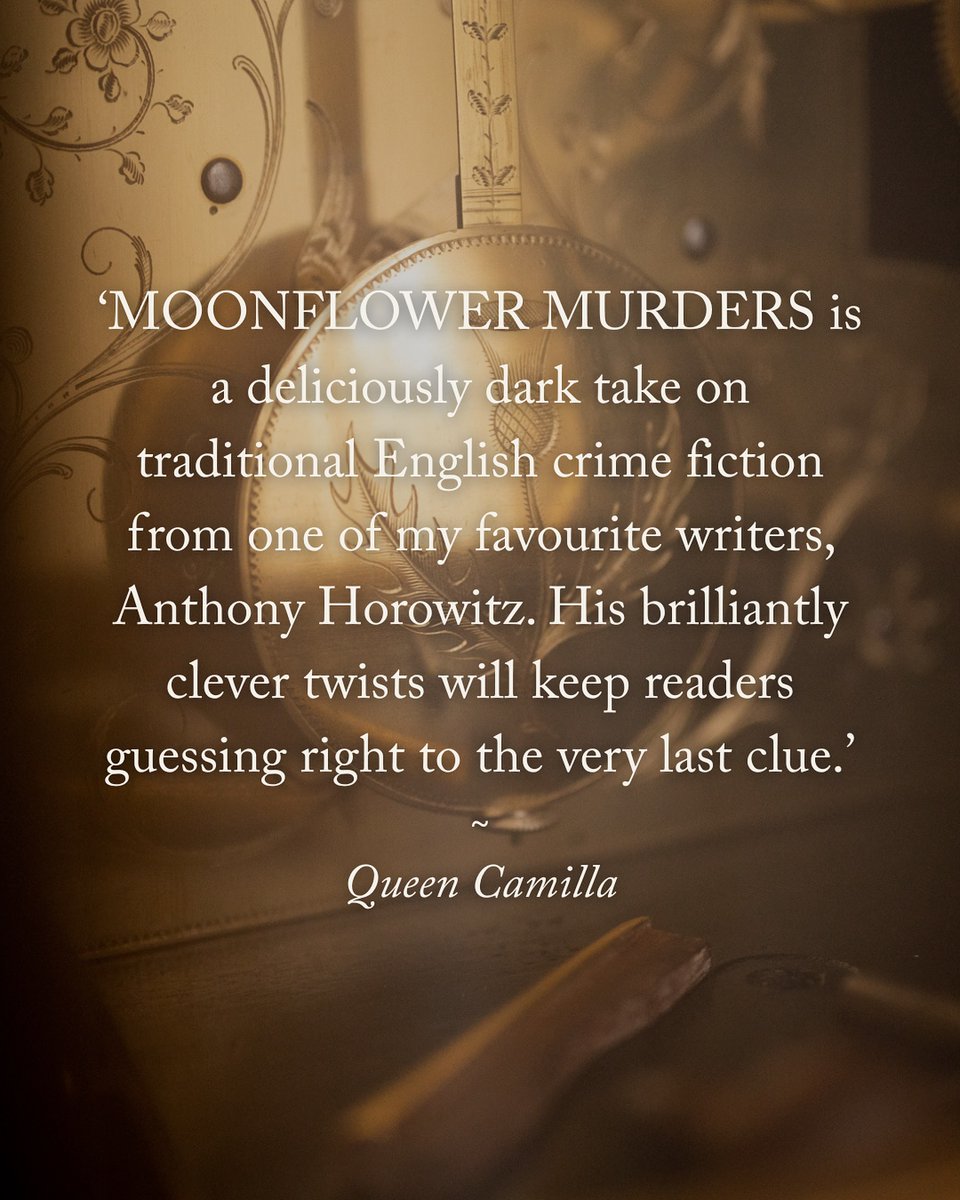 AnthonyHorowitz's tweet image. Thrilled that Her Majesty The Queen has chosen Moonflower Murders as The Queen’s Reading Room (instagram.com/thequeensreadi…) book club pick for November. ven.so/queensreadingr…