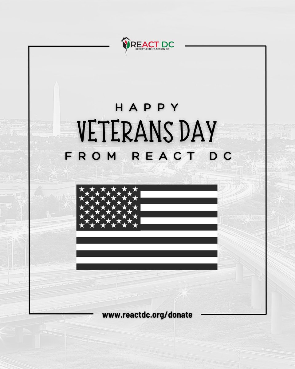reactdcorg's tweet image. Honoring all who served. REACT DC offices are closed today. We continue the mission of service with refugee communities. #VeteransDay #RefugeeSupport