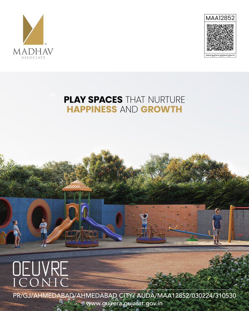 AssociateMadhav's tweet photo. Because a happy home starts with a joyful childhood. Discover spaces built for fun, friendship and growth.

#oeuvreiconic #outdoorspace #greenscape #madhavgroup #wellbeing  #luxuryamenities #realestateahmedabad https://t.co/XFlwaJet7t