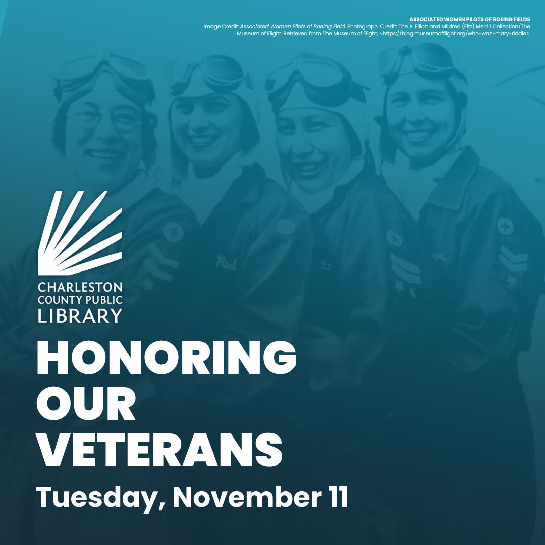 ChasCoLibrary's tweet image. Happy Veterans Day! In recognition of this holiday, all Charleston County Public Library branches will be closed today, November 11. Book drops will remain open during this time.