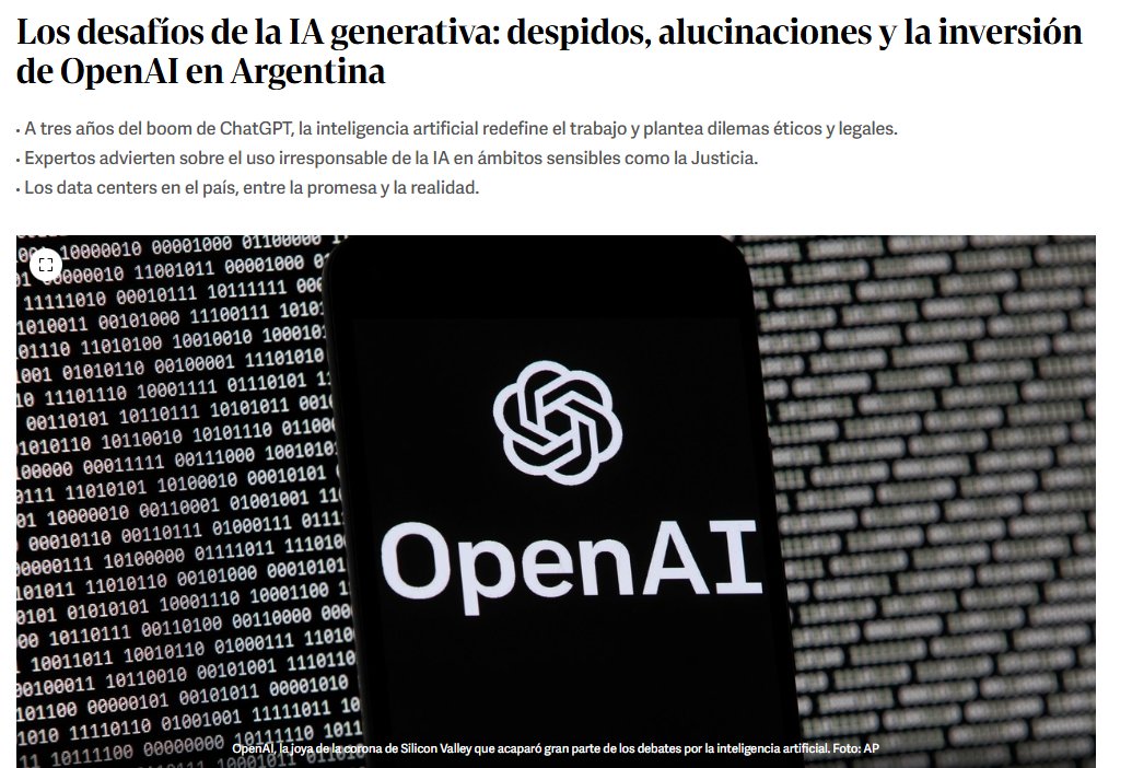IA en 2025: ¿dónde estamos parados? 🤖

Hablé con Marta Peirano, Werner Vogels, Javier Blanco, Carolina Martínez Elebi, Mora Matassi, David Coronel (LAIA), el CETyS y OTI, que trazan un panorama de cara al año en el que se puede pinchar la burbuja 🫧

Reportaje, en Clarín ✍️