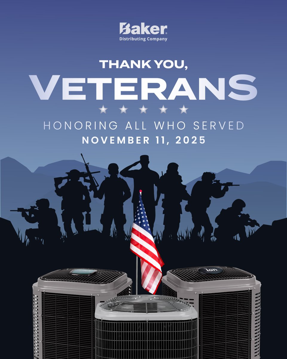 BakerDist's tweet image. Today, we pause to honor and thank all who have served our country. Your courage, sacrifice, and dedication inspire us every day.
#VeteransDay #ThankYouVeterans #BakerDistributing