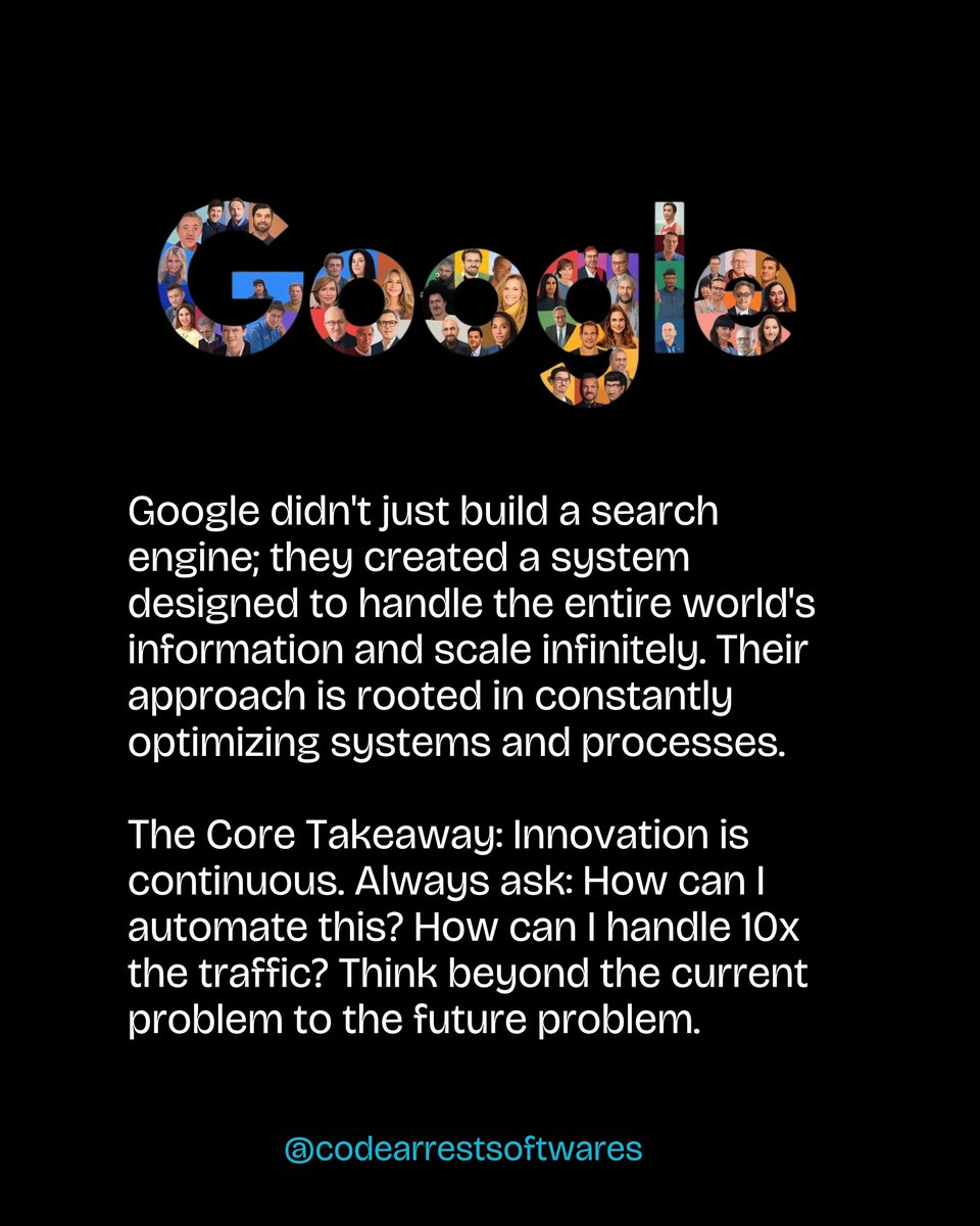 codearrest's tweet image. Simplicity. Scalability. Mission. These aren&apos;t just buzzwords—they are the foundation of every successful tech giant. 

#CodeArrest #JobArrest #ClockSession #TechGiants #BusinessStrategy #KeyInsights #Innovation #TechLessons #Apple #Google #Tesla #StartupGrowth #Scalability