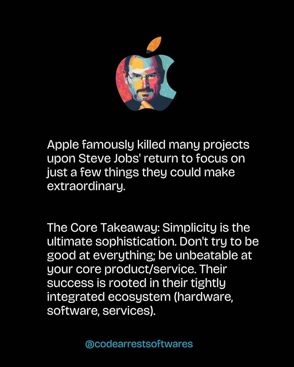 codearrest's tweet image. Simplicity. Scalability. Mission. These aren&apos;t just buzzwords—they are the foundation of every successful tech giant. 

#CodeArrest #JobArrest #ClockSession #TechGiants #BusinessStrategy #KeyInsights #Innovation #TechLessons #Apple #Google #Tesla #StartupGrowth #Scalability