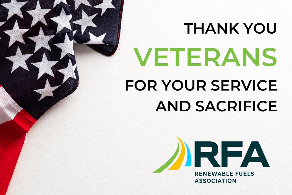 Today, we thank and salute the men and women of the US ethanol industry who have served our country with honor and courage. Military #veterans comprise 16 percent of the #ethanol workforce, more than three times the national average.
