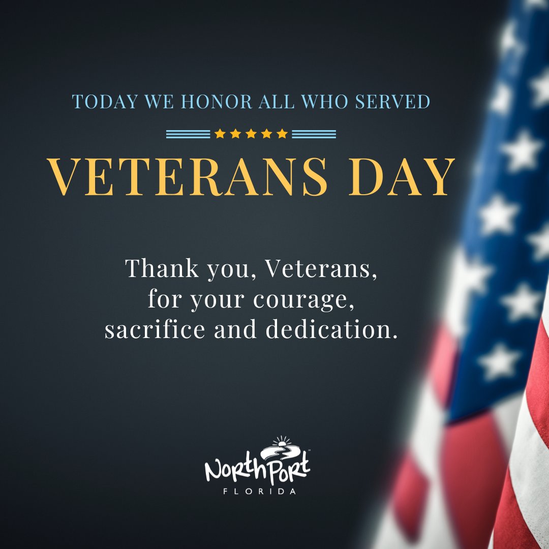 On Veterans Day, we honor those who served our country. Thank you for your service. 🇺🇸

We hope you'll join us today at 11 a.m. for a Veterans Day ceremony alongside VFW Post 8203 at Veterans Park, 13750 Tamiami Trail.